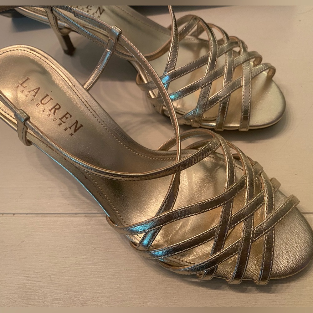 Lauren Ralph Lauren Metallic Gold Strappy Heels